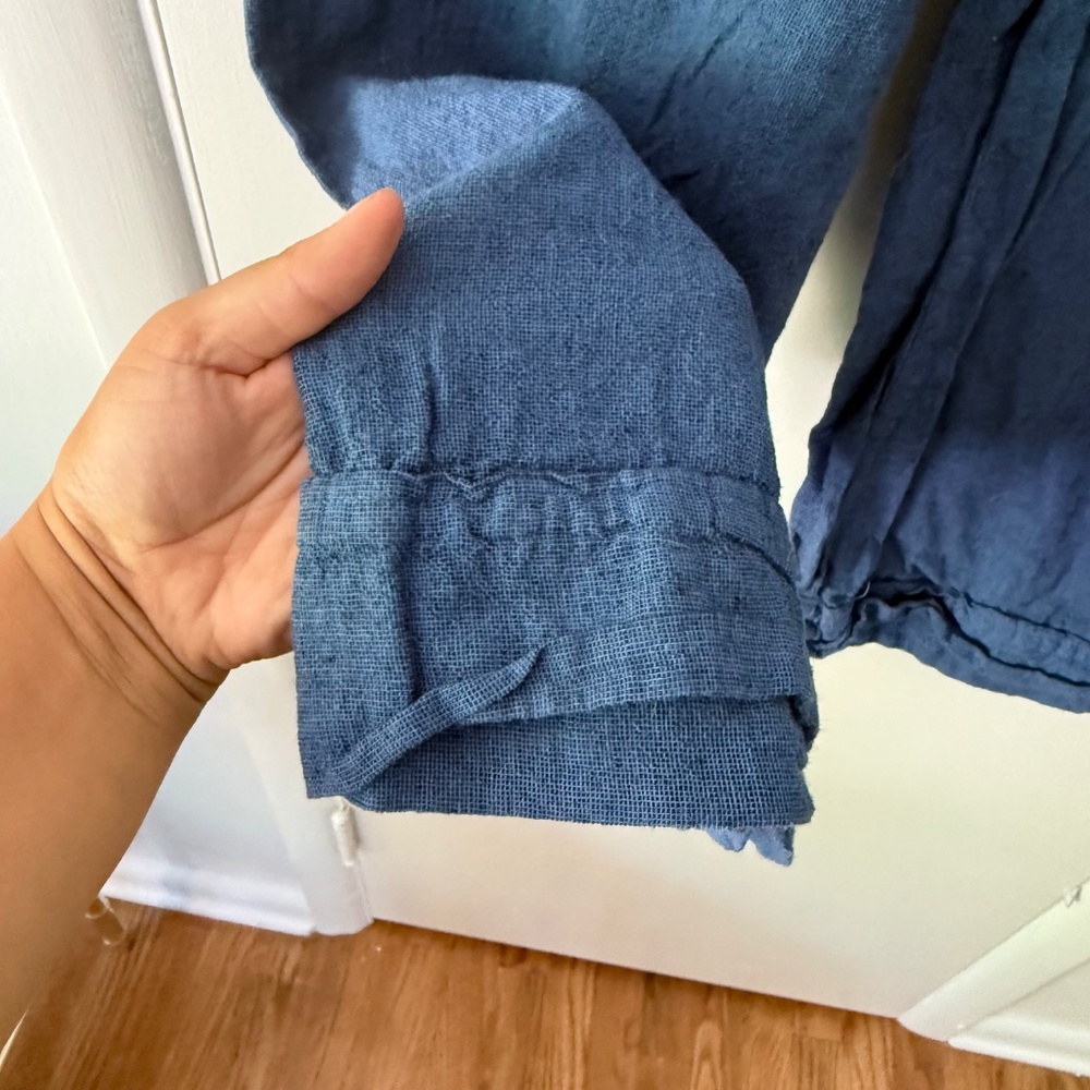 Cut Loose Navy Blue Linen Blend Wide Leg Cropped Pants Extra Small - Picture 4 of 8